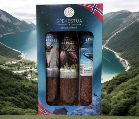 Norsk spekepølser i gaveeske